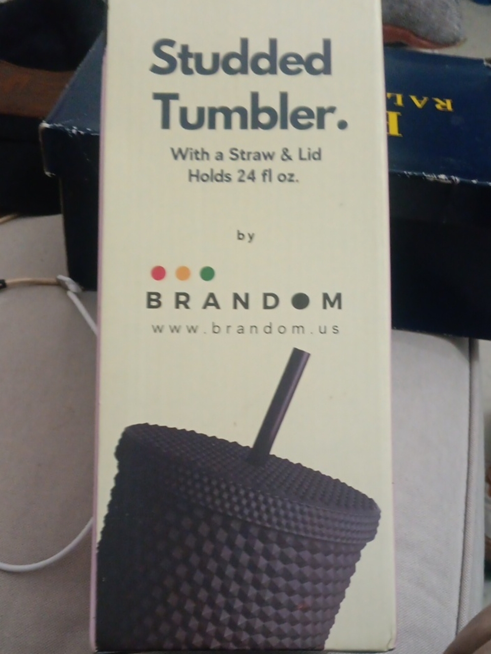 Studded Tumbler with Straw & Lid - Black